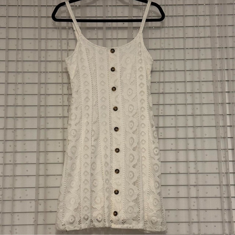 White Lace Button-Down Dress